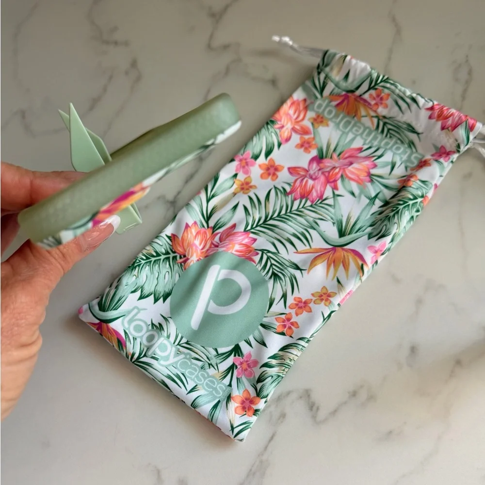 Loopy iPhone 14 Floral Tropical Pink Green Phone Case - Picture 4 of 5